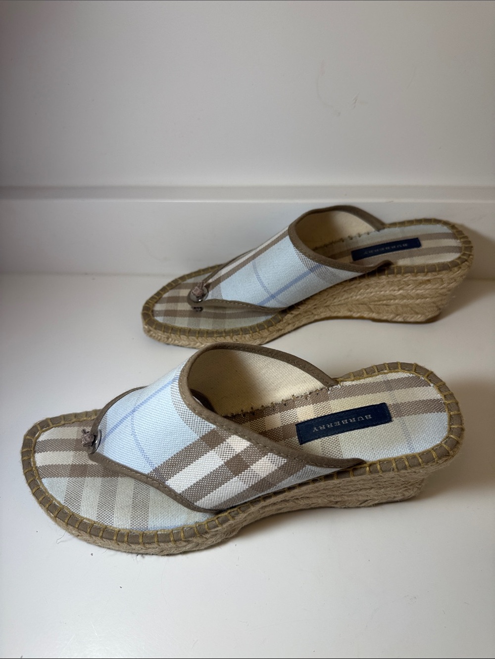Burberry Wedge Espadrille Thong Sandals - EU Size 38 (US Size 7.5) - Picture 2 of 8